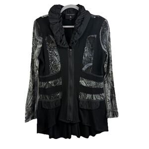 Love The Queen Whimsygoth Full Zip Sweater Cardigan Jacket High Low Hem Collared